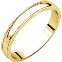 Item # N23853x - 10K Yellow Gold Milgrain 3MM Wide Plain Wedding Band