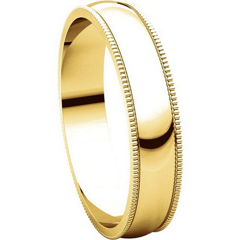 N23864E 18K Yellow Gold 4mm Wide Milgrain Plain Wedding Band