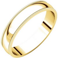 Item # N23864E - 18K Yellow Gold 4mm Wide Milgrain Plain Wedding Band