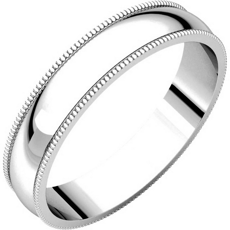 Item # N23864PD - Palladium, 4.0 mm wide, milgrain edge wedding band. The finish on the ring is polished. Other finishes may be selected or specified.