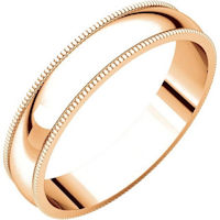 Item # N23864Rx - 10K Rose Gold 4mm Wide Milgrain Plain Wedding Band