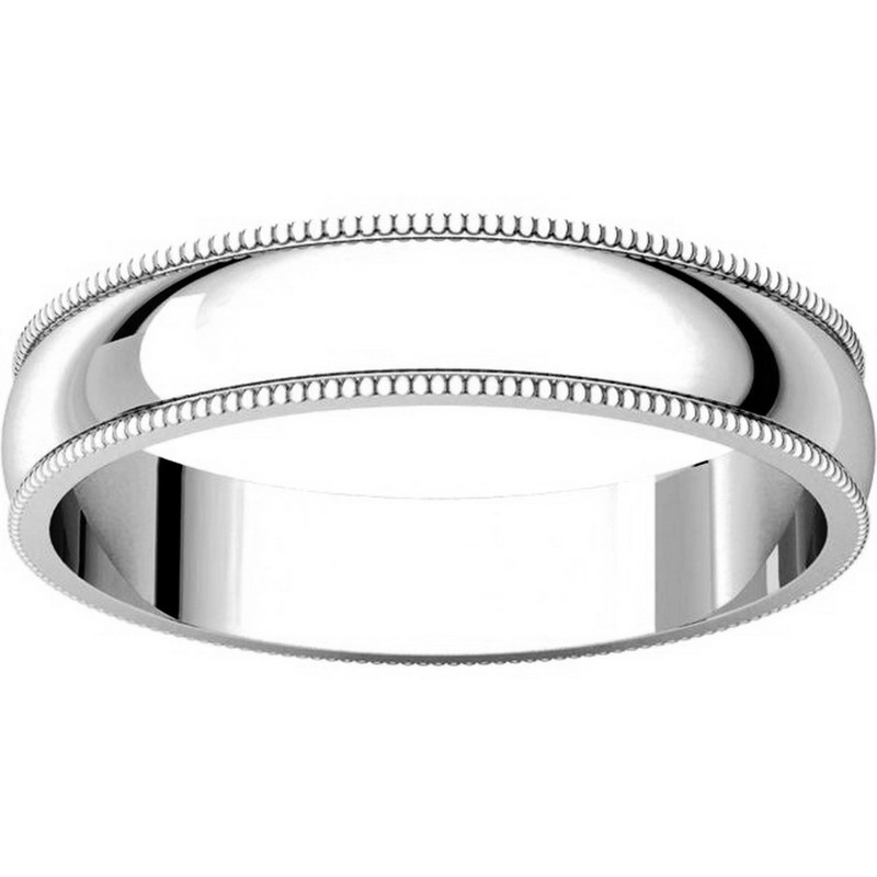 N23864W 14K White Gold 4mm Wide Milgrain Edge Plain