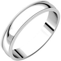 Item # N23864Wx - 10K Plain Wedding Band 4mm Wide Milgrain Edge