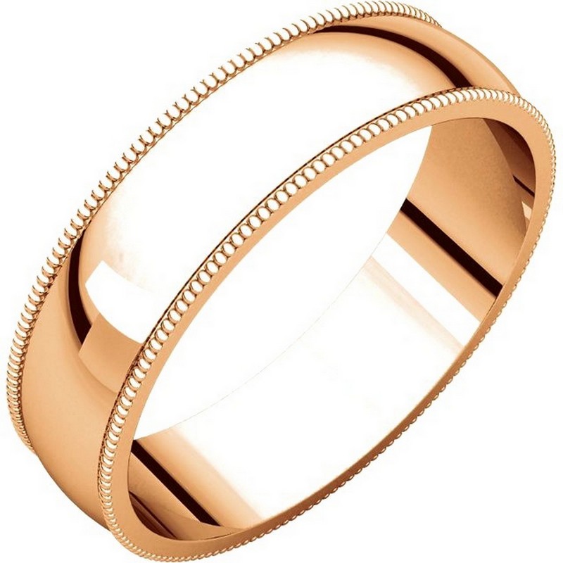 Item # N23875RE - 18K Roset gold, 5.0 mm wide, milgrain edge wedding band. The finish on the ring is polished. Other finishes may be selected or specified.