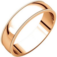 Item # N23875RE - 18K Rose Plain Wedding Band Gold Milgrain Edge