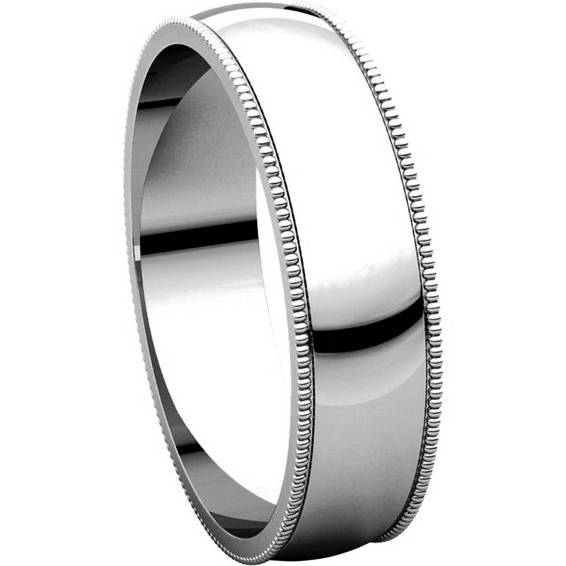 Item # N23875W View 5 - 14K Plain Wedding Ring 14K White Gold Milgrain Edge