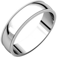 Item # N23875WE - 18K White Gold Milgrain Edge Plain Wedding Ring