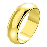 Item # N23886E - 18K Yellow Gold Milgrain Edge Plain Wedding Band