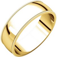 Item # N23886 - 14K Yellow Gold  Milgrain Edge Plain Wedding Band