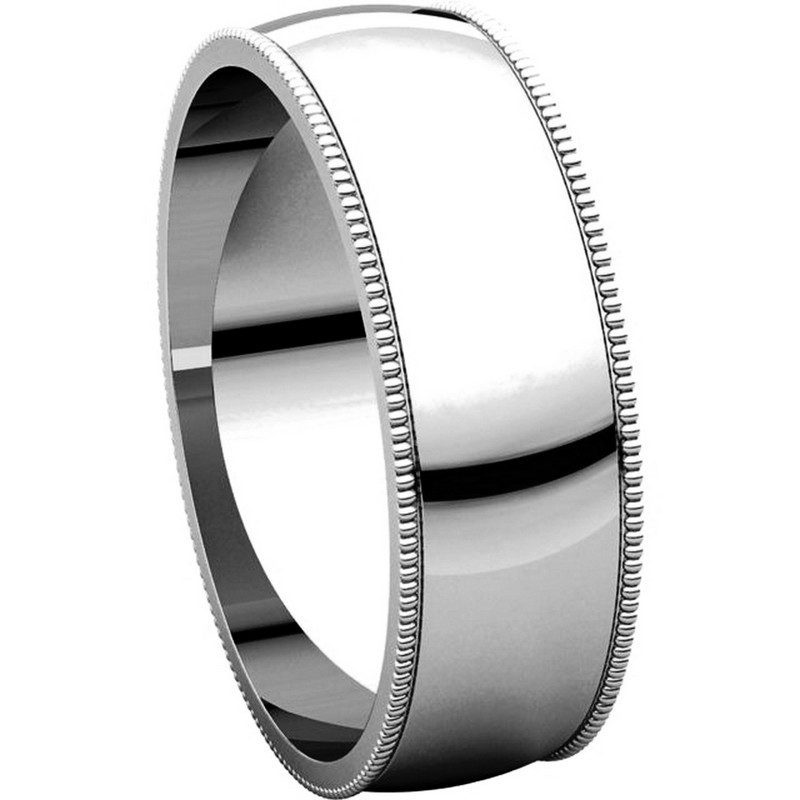 Item # N23886WE View 5 - 18K White Gold Milgrain Edge Plain Wedding Ring
