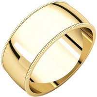 Item # N23898E - 18K Yellow Gold Milgrain Edge Plain Wedding Band