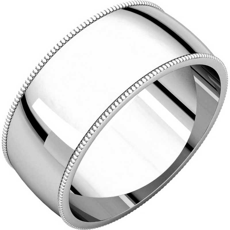 Item # N23898PD - Palladium, 8.0 mm wide, milgrain edge wedding band. The finish on the ring is polished. Other finishes may be selected or specified.