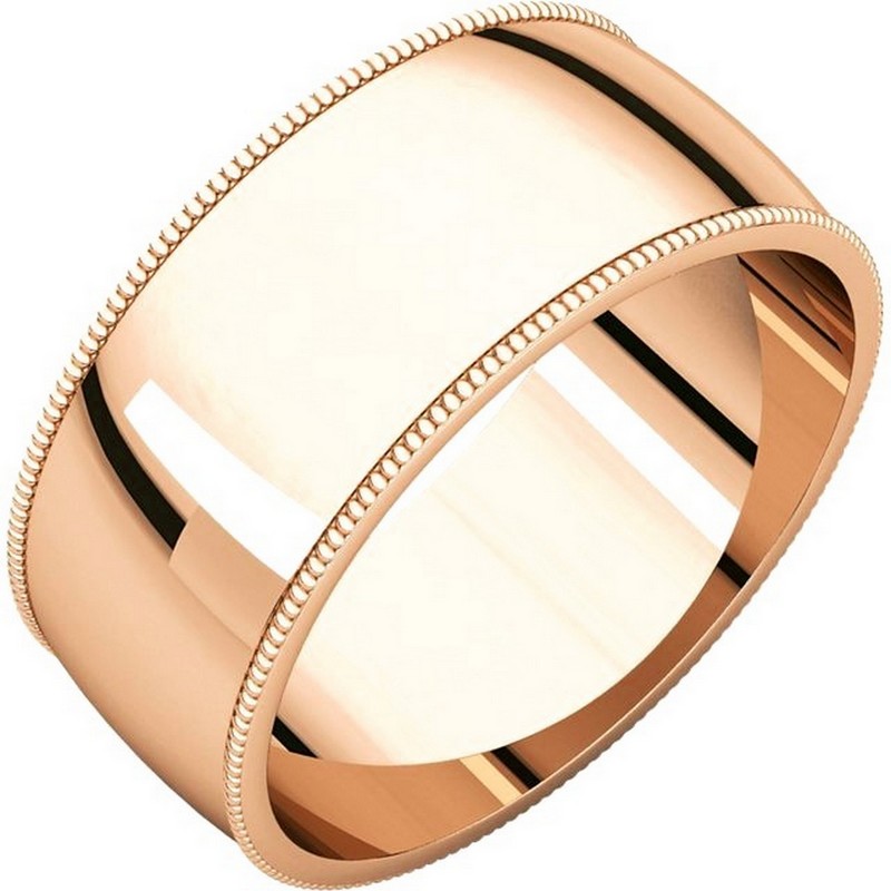 Item # N23898RE - 18K Roset gold, 8.0 mm wide, milgrain edge wedding band. The finish on the ring is polished. Other finishes may be selected or specified.