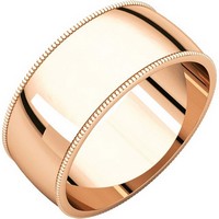 Item # N23898R - 14K Rose Gold Milgrain Plain Wedding Band