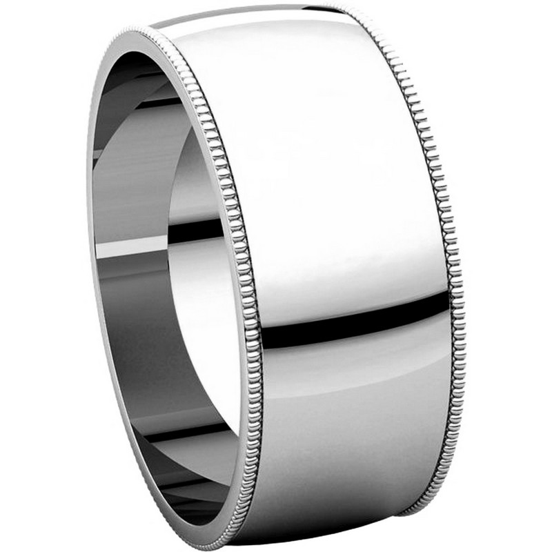 Item # N23898W View 5 - 14K White Gold Milgrain Edge Plain Wedding Ring