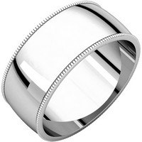 Item # N23898WE - 18K White Gold 8mm Wide Milgrain Edge Wedding Ring