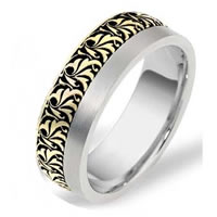 Item # R109371E - 18K Two-Tone Romeo-Juliet Wedding Band