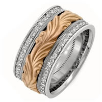 Item # R41493E - 18K Hand crafted Diamond Wedding Band