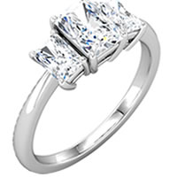 Item # S127664AW - 14K 3 Diamond Ring Emerald Cut