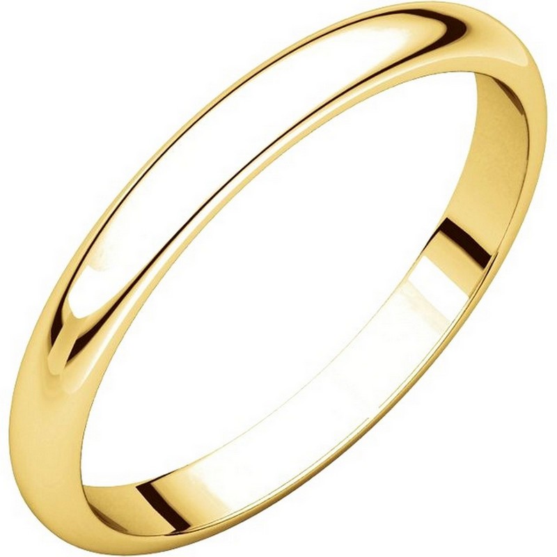 Item # S154002 - 14 kt gold Plain 2.5 mm wide high dome half round Wedding Band. The ring is completely polished. Different finishes may be selected or specified.