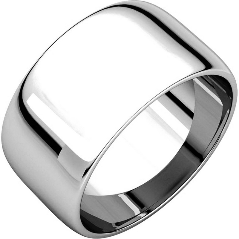 Item # S166926PP - Platinum, plain. half round, 10.0 mm wide wedding band. The whole ring is a polished finish. Different finishes may be selected or specified.