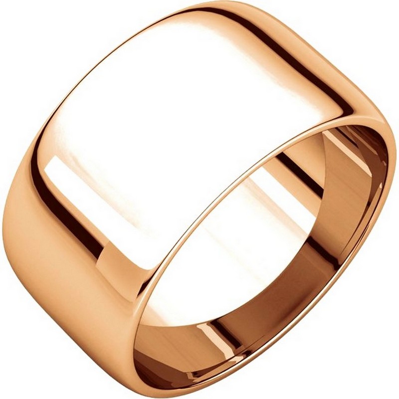 Item # S166926RE - 18 kt Rose gold, 10.0 mm wide, half round plain wedding band. The whole ring is a polished finish. Different finishes may be selected or specified.