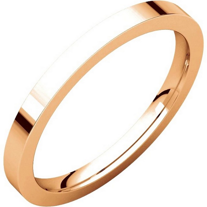 Item # S229561mRE - 18 kt Rose gold plain 2.0 mm wide flat comfort fit wedding band. The ring is a polished finish. Different finishes may be selected or specified.