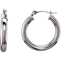 Item # S26504W - 14Kt White Gold Hoop Earrings