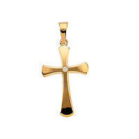 Item # S46965 - 14K Yellow Gold Diamond Cross Pendant