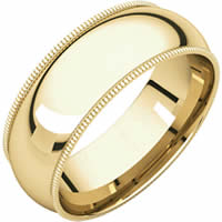 Item # S48922 - 14K Yellow Gold 7.0mm Wide Milgrain Band