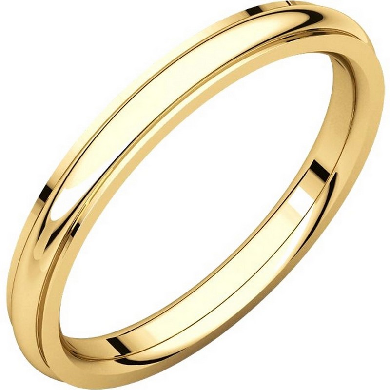 Item # S5780E - 18K yellow gold comfort fit 2.5 mm wide wedding band with defined edge. The finish on the wedding ring is polished. Other finishes may be selected or specified.
