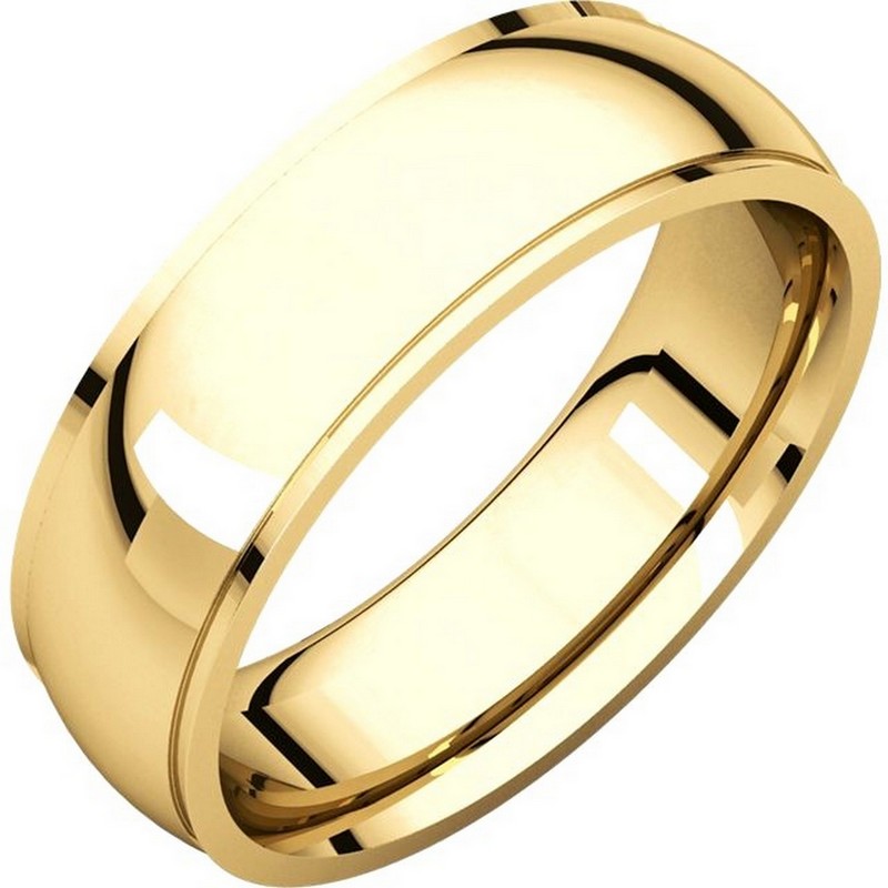 Item # S5880 - 14K gold  comfort fit 8.0 mm wide wedding band with defined edge. The finish on the wedding ring is polished. Other finishes may be selected or specified.