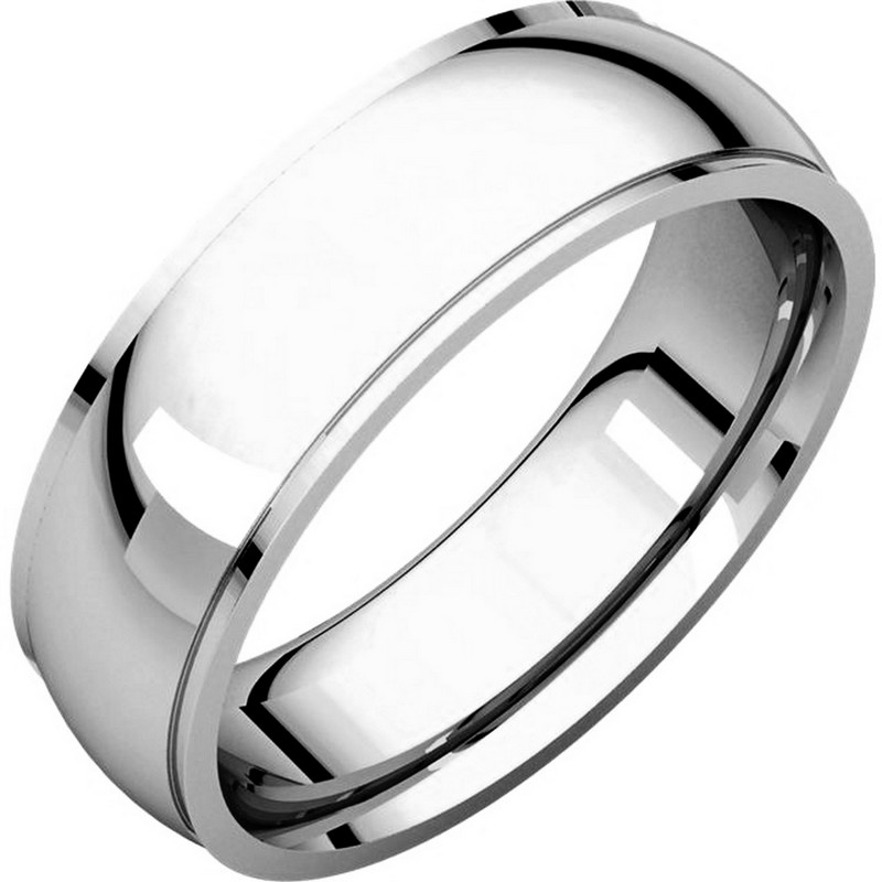 S5880W 14K White Gold 8mm Wide Wedding Comfort Fit Band.