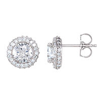 Item # S74280W - 14Kt White Gold Diamond Halo Earrings