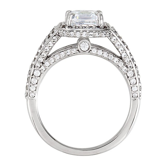 Item # S74604WE View 2 - 18K Asscher Shape Engagement Ring With Halo.