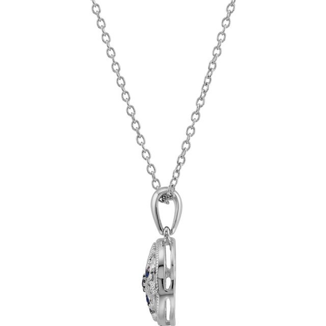 S75427SI Silver 925 Saphire & Diamond Necklace