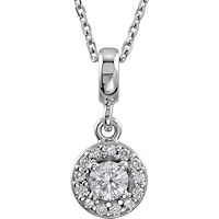 Item # S90981W - 14K White Gold Halo Necklace