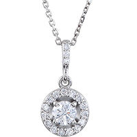 Item # S90982W - 14K  White Gold, 0.50 Ct Tw Halo Pendant