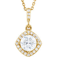 Item # S90984 - 14K Yellow Gold, 0.875 Ct Tw Halo Pendant