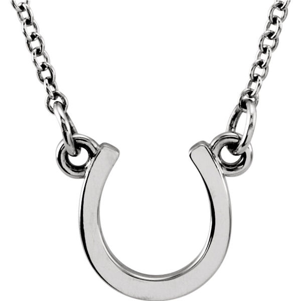 Item # S91467W - 14kt white gold, horseshoe pendant measuring about 10x9mm in size that hangs on an 18