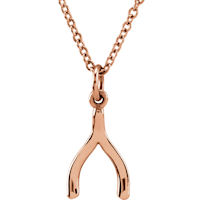 Item # S91479R - 14K  Rose Gold Wishbone Pendant