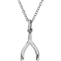 Item # S91479W - 14K White Gold Wishbone Pendant