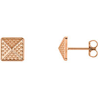 Item # S91565R - 14K Rose Gold Pyramid Earrings