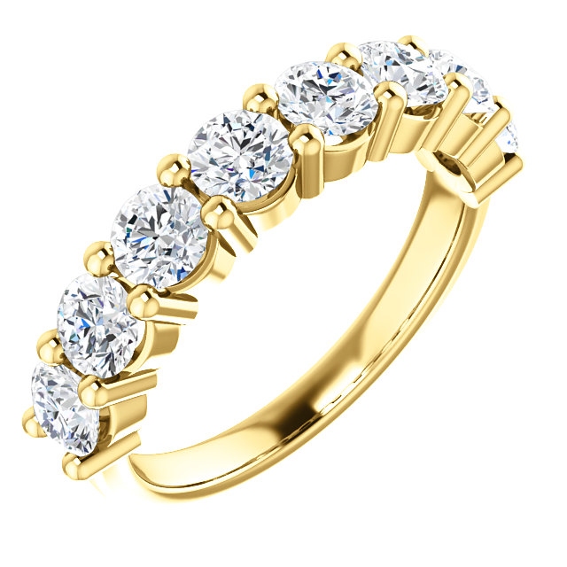 Item # SR128555150E - 18K yellow gold, 8 diamonds anniversary band. The diamonds together weigh 1.50ct and are graded as SI1 in clarity G-H in color.