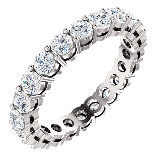 Item # SR128658175W - 14K white gold diamond eternity band. The ring holds 22 round brilliant cut diamonds with total weight of approximately 1.75ct. The diamonds are graded as VS in clarity G-H in color.