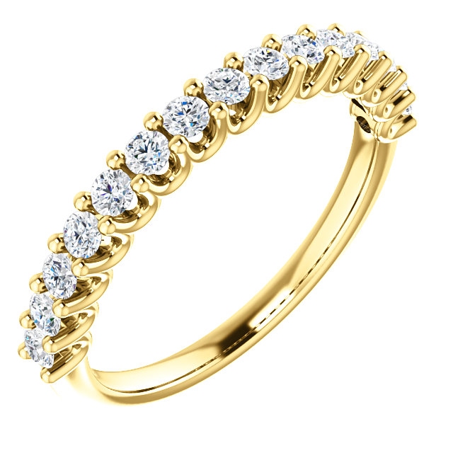 Item # SR128858050E - Eternal-Love 18K gold anniversary band. the ring holds 15 round brilliant diamonds with total weight of 0.50ct. The diamonds are graded as SI1 in clarity G-H in color.