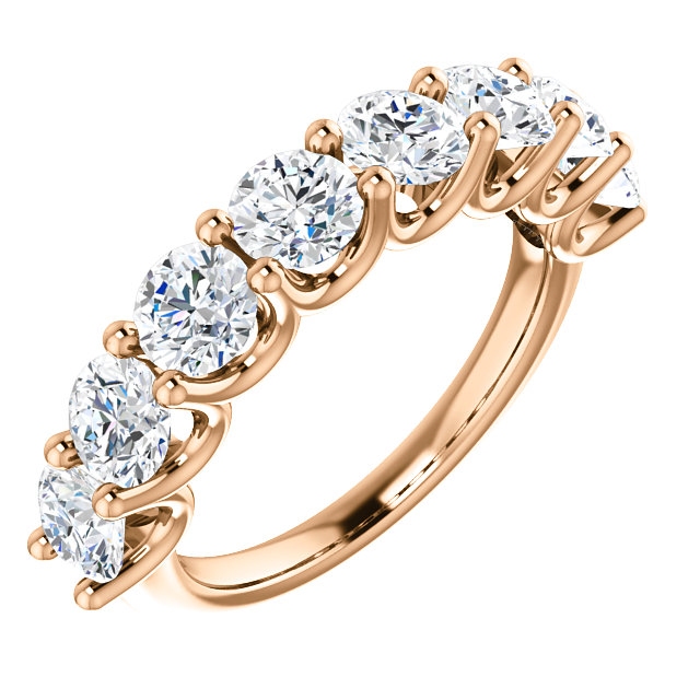 Item # SR128858250R - Eternal-Love 14K rose gold anniversary band. the ring holds 8 round brilliant diamonds with total weight of 2.50ct. The diamonds are graded as SI1 in clarity G-H in color.