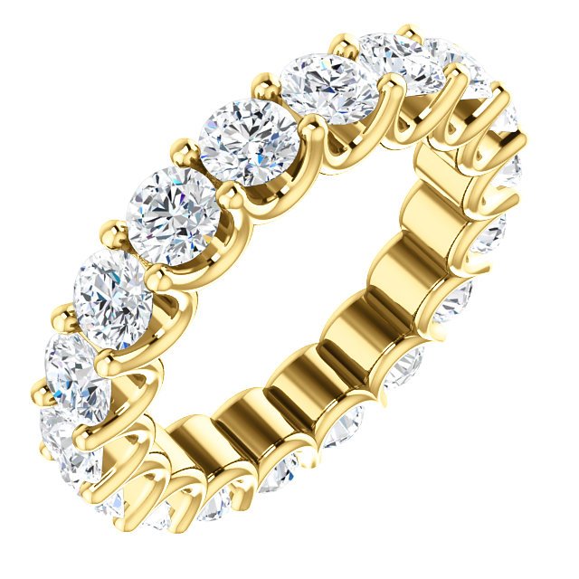 Item # SR128869350 - Eternal-Love eternity band in 14K yellow gold. The band holds 18 round brilliant diamonds with total weight of 3.5CT. The diamonds are graded as minimum H in color and SI1 in clarity.