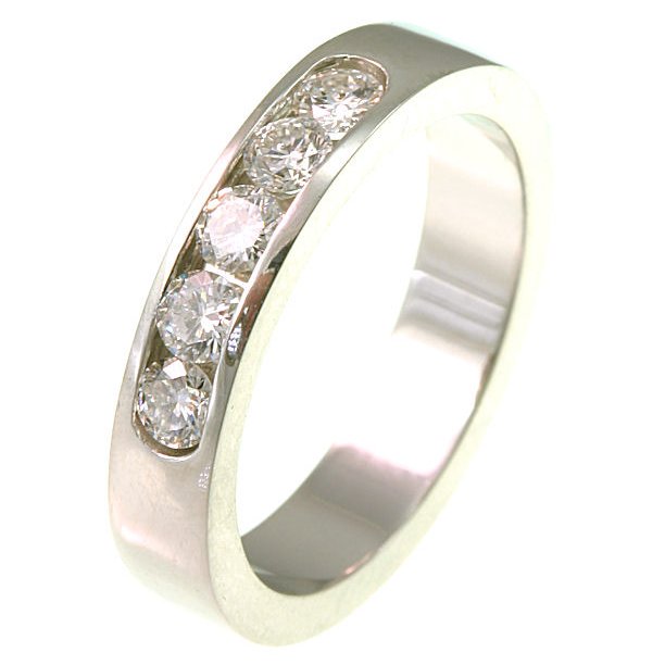 Item # ST10881AWE - 18K white gold, comfort fit 4.0 mm wide diamond anniversary band. Diamond total weight is 0.50 ct and diamonds are graded VS1-2 in clarity G-H in color. The finish on the ring is polished. Other finishes may be selected or specified.