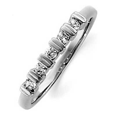 Item # ST11881W - 14 K white gold, 2.5 mm wide, anniversary band, holds 5 round brilliant cut diamonds with total weight approximately 0.15 ct. The diamonds are graded as VS1-2 in clarity G-H in color. The finish on the ring is polished. Other finishes may be selected or specified.